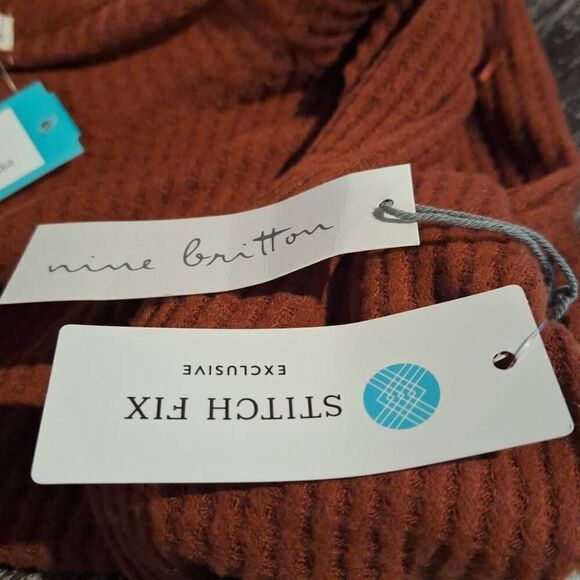 Stitch Fix Nine Britton Billie Tie Front Brushed Knit Top Burnt Orange Sz XL NEW - Picture 4 of 5